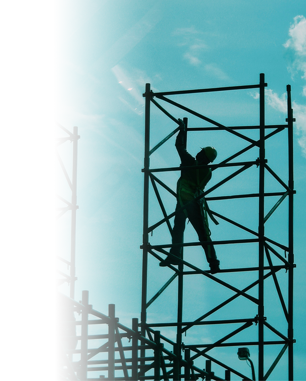 Construction worker on scaffolding